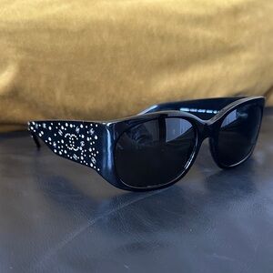 CHANEL Black Crystal-Embellished Sunglasses